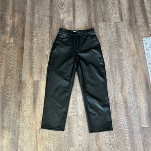 Abercrombie & Fitch black vegan leather ankle straight ultra high rise pants